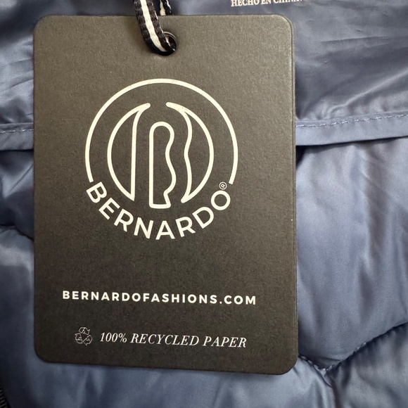 BERNARDO EcoPlume Hooded Walker Double Zip Bib Coat Jacket Smoke Blue Large - Picture 4 of 10